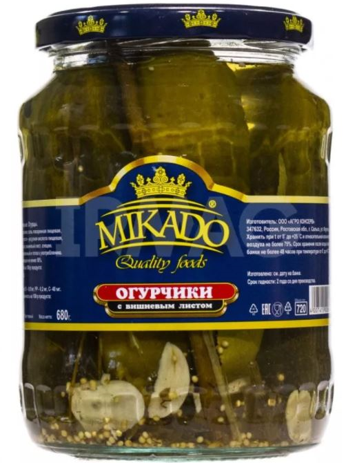 Микадо Огурчики с вишнёвым листом 720мл.